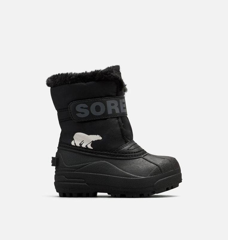 Kids Snow Boots Black - Sorel Childrens Commander™ - 763-FAZESK